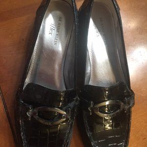 Anne Klein black patent loafers